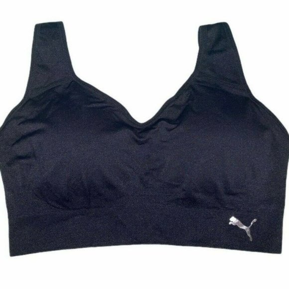 Puma Sport Bra Convertible Back Seamless Black ladies adjustable NEW - Picture 2 of 2